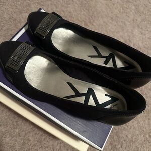 Anne Klein Black Wedges with Silver Detail